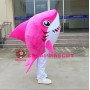 Pink Shark With Sharp Tooth Mascot Costume