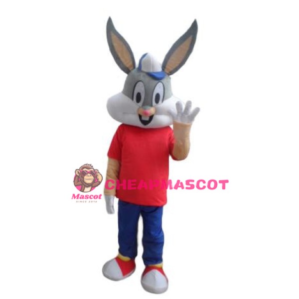 Likable Rabbit With Red Top Mascot Costume