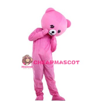 Shy Pink Bear Mascot Costume