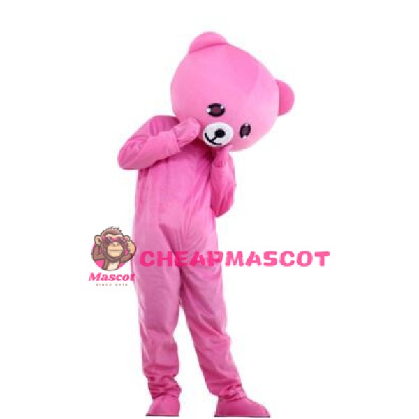 Shy Pink Bear Mascot Costume