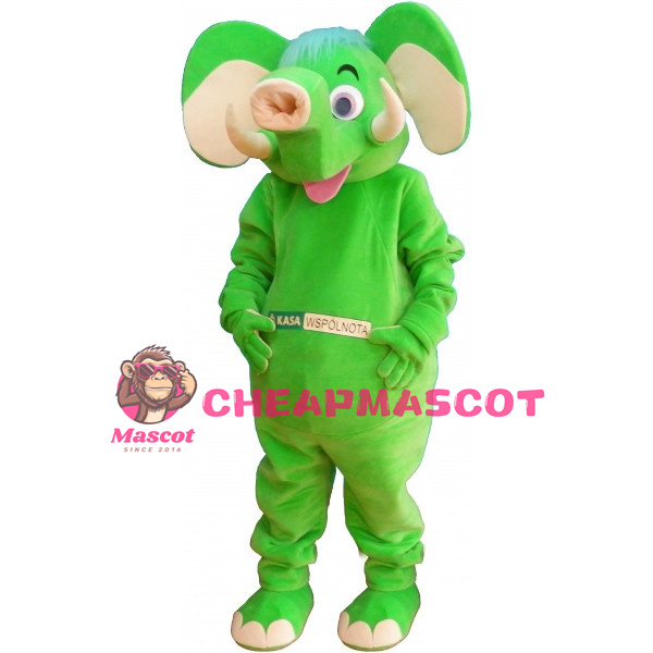 Cute Green Elephant Mascot Adult Costume 