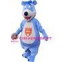 Cartoon Soccer Blue Bear Mascot Adult Costume 