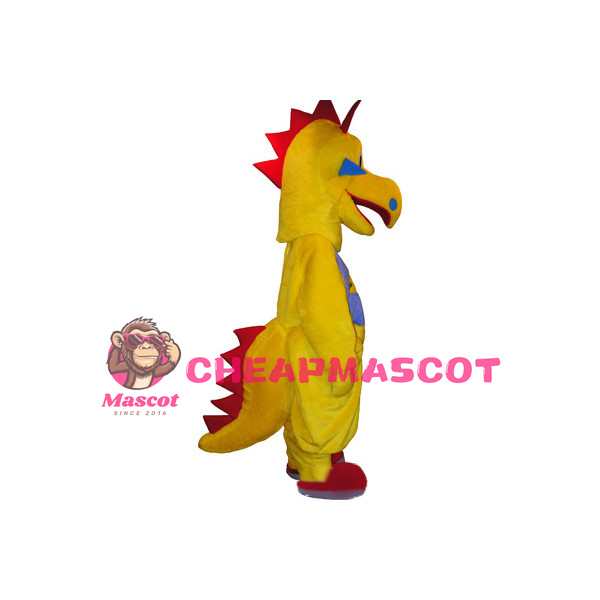 Yellow Big Mouth Dinosaur Mascot Adult Costume