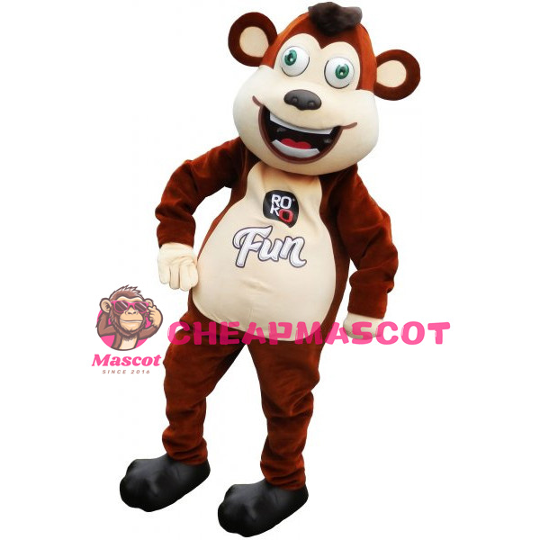 Smiling ROKO Fun Brown Monkey Mascot Adult Costume 