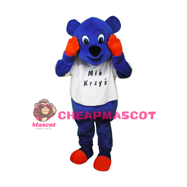 Cartoon Dark Blue Bear Mascot Adult Costume 