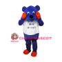 Cartoon Dark Blue Bear Mascot Adult Costume 