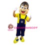 Young Man Mascot Costume Wearing Blue Overalls