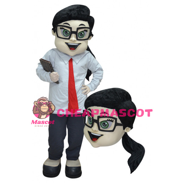 Woman Mascot Costume Wearing Business Suit And Tie