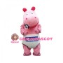 Cartoon Baby Pink Hippo Mascot Costume With Pacifier In Mouth