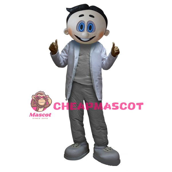 Friendly Young Man In White Suit Mascot Costume