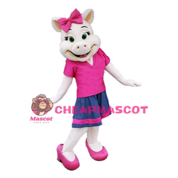 Pretty Pig Girl Cartoon Mascot Adult Costume