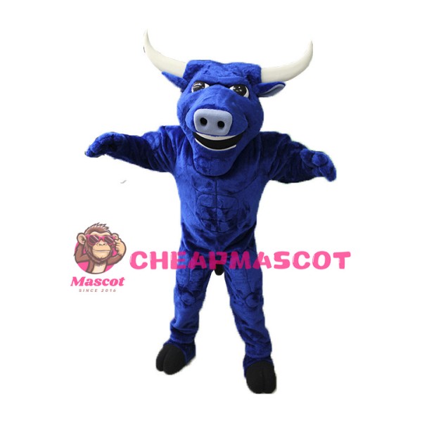 Power Blue Bull Mascot Adult Costume 