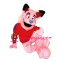 Beautiful Pink Plush Wolf Mascot Adult Costume 