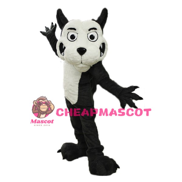Fierce Black Wolf Mascot Adult Costume 