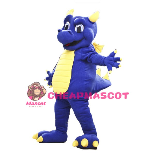 Navy Blue Dragon Mascot Adult Costume 