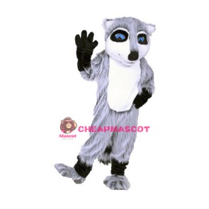 Long Fur Grey Husky Dog Mascot Adult Costume