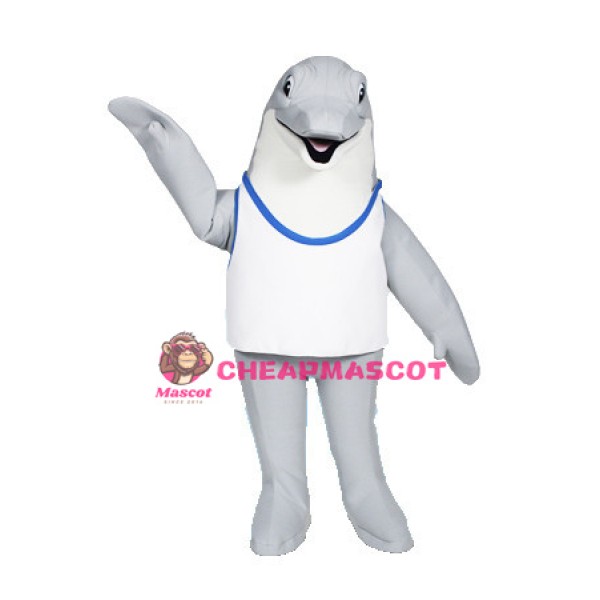 Cute Grey Dolphin Mascot Adult Costume