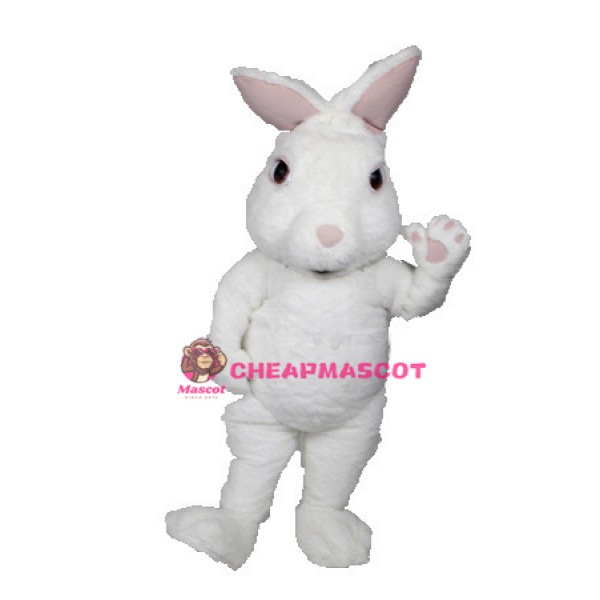 White Fuzzy Bunny Mascot Adult Costume