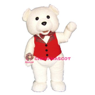 White Teddy Bear Mascot Adult Costume For Holiday Party