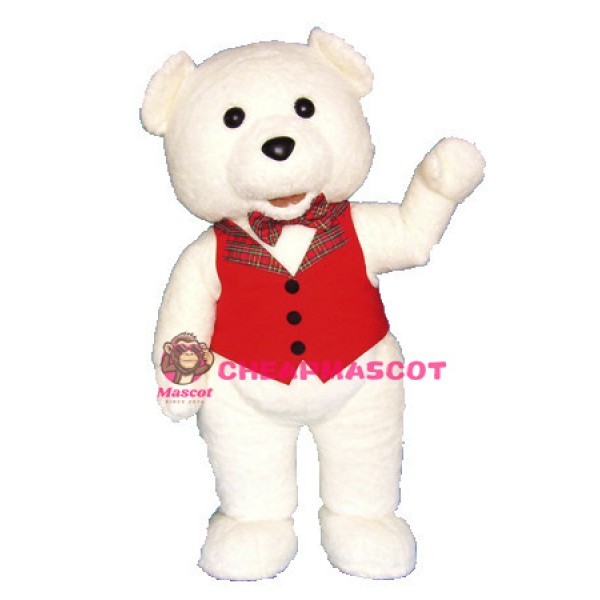 White Teddy Bear Mascot Adult Costume For Holiday Party