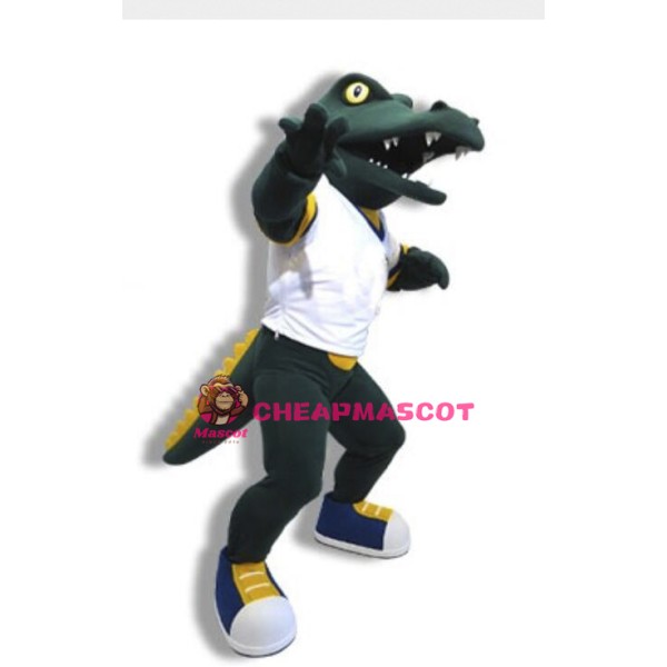 College Power Green Gator Mascot Adult Costume