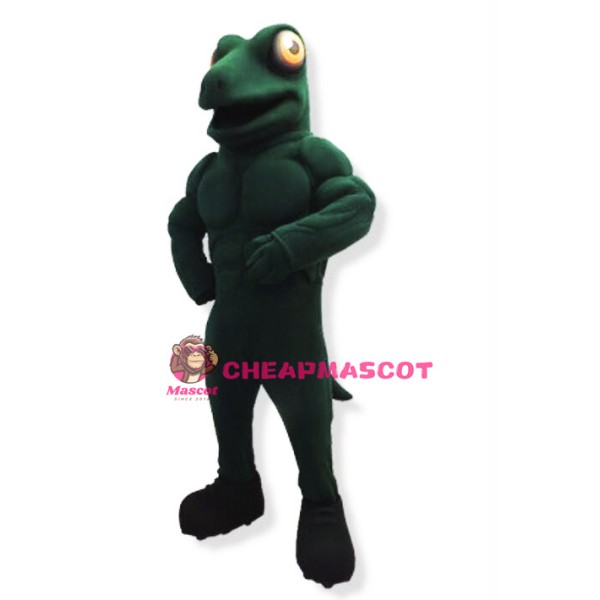 Power Green Lizard Mascot Adult Costume