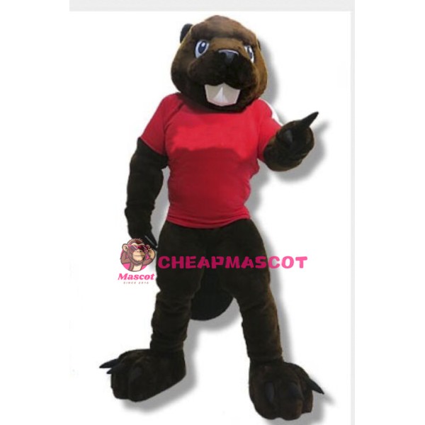 Power Brown Beaver Mascot Adult Costume