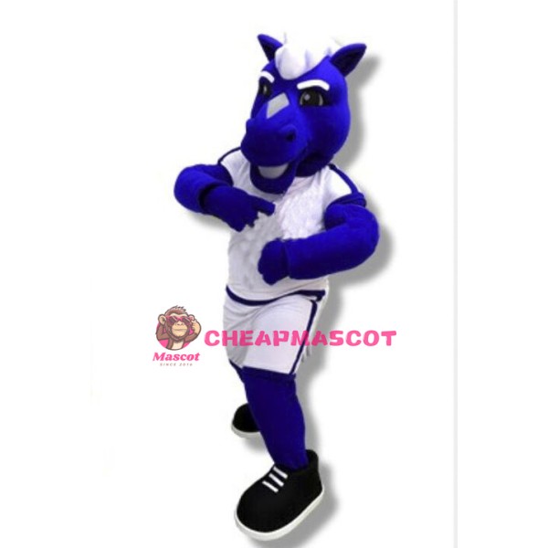 University Blue Power Horse Mascot Costume 