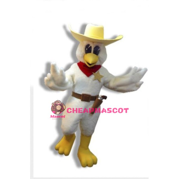 White Chicken Cowboy Mascot Adult Costume