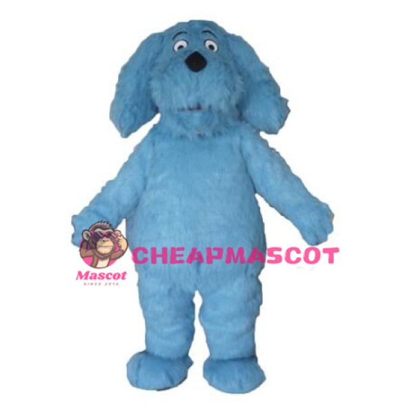 Long Fur Blue Dog Mascot Adult Costume
