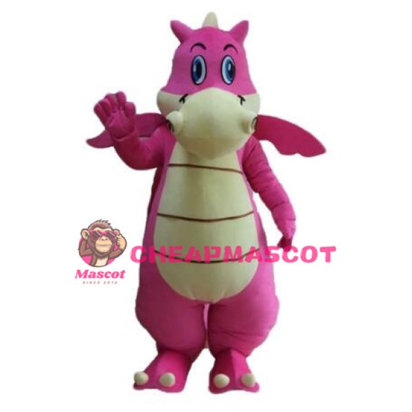 Adult Cartoon Pink Dragon Mascot Costume