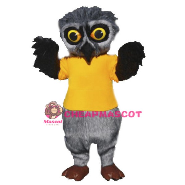 Grey Owl Long Wool Mascot Adult Costume