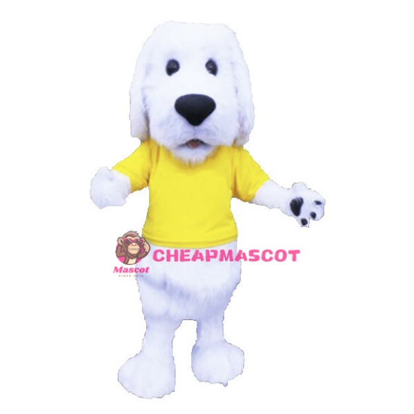 White Pet Dog Long Fur Mascot Adult Costume