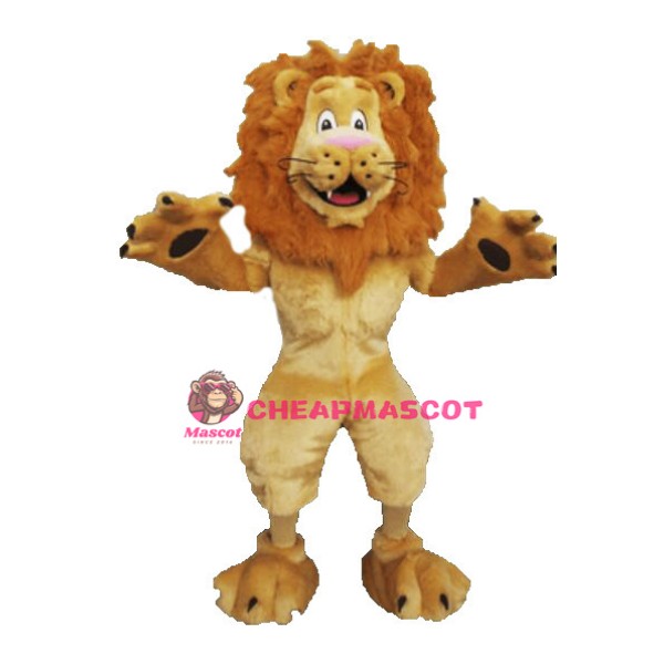 Friendly Plush Golden Lion Mascot Adult Costume