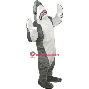 Fierce Grey Shark Mascot Adult Costume 