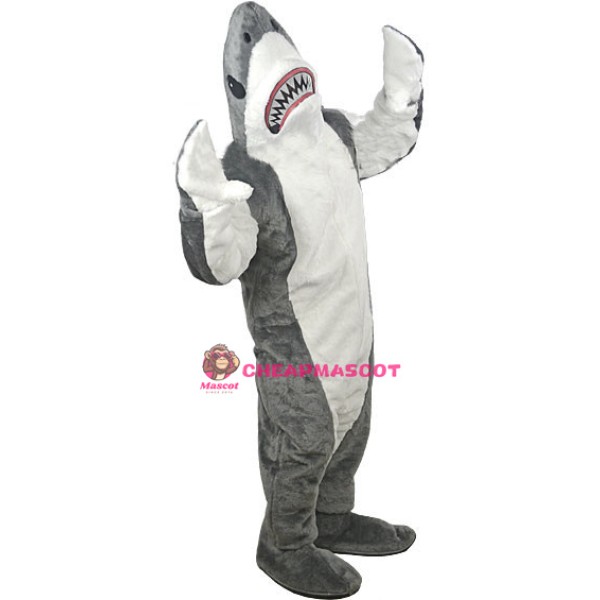 Fierce Grey Shark Mascot Adult Costume 