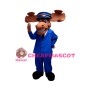 Polite Moose Train Conductor Mascot Adult Costume 