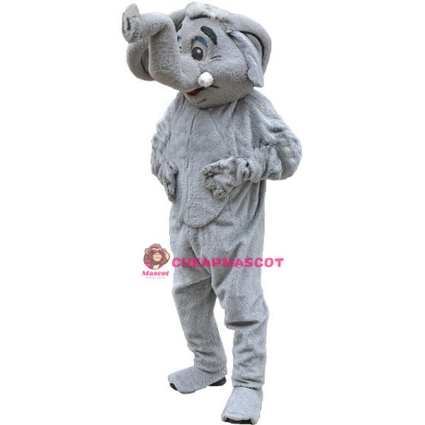 Cute Plush Grey Elephant Mascot Adult Costume