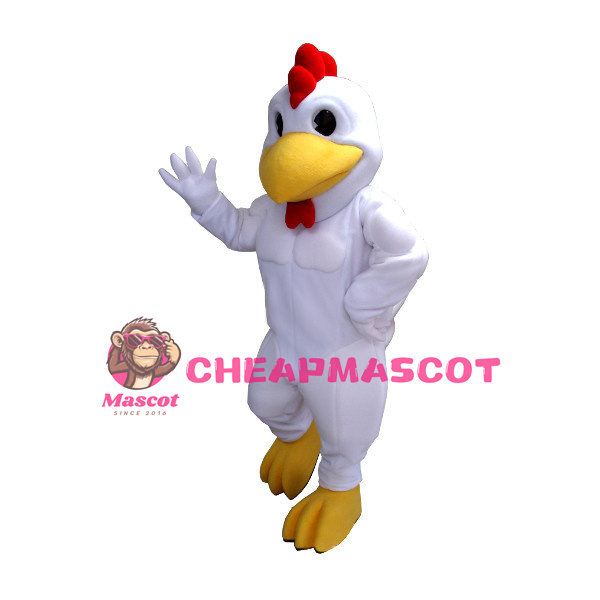 Power White Rooster Mascot Costume For Adult 