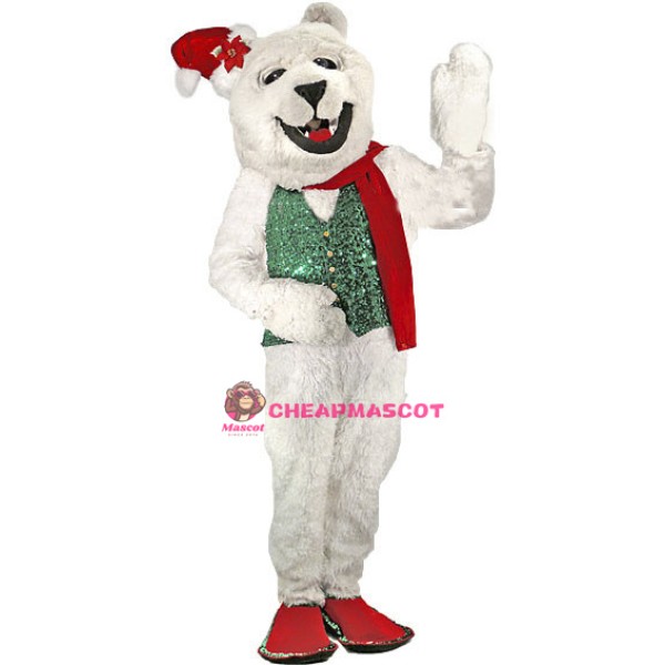 Smiling Christmas Polar Bear Mascot Costume