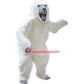 Fierce Polar Bear Long Wool Mascot Costume
