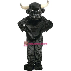 Angry Black Bull Mascot Costume 