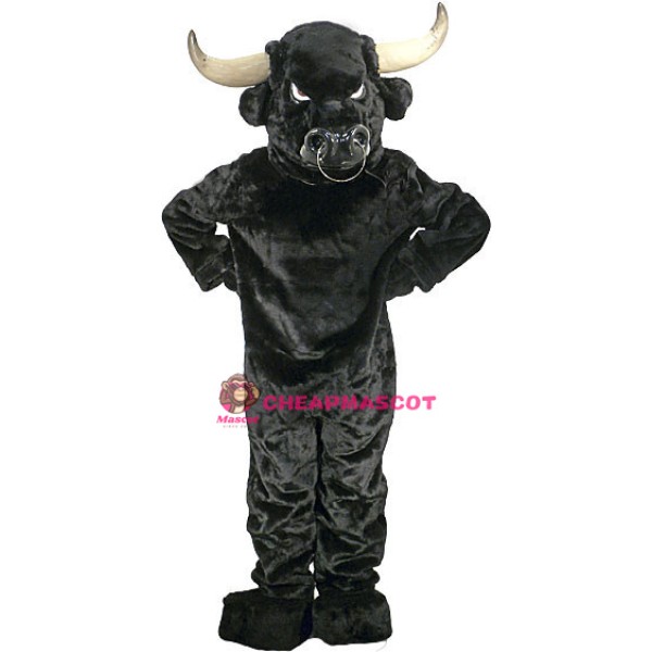 Angry Black Bull Mascot Costume 