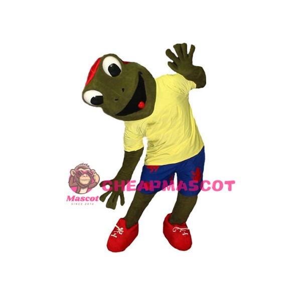 Lively Cartoon Green Frog Mascot Adult Costume 