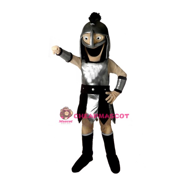 Trojan Spartan Silver Knight  Mascot Costume 