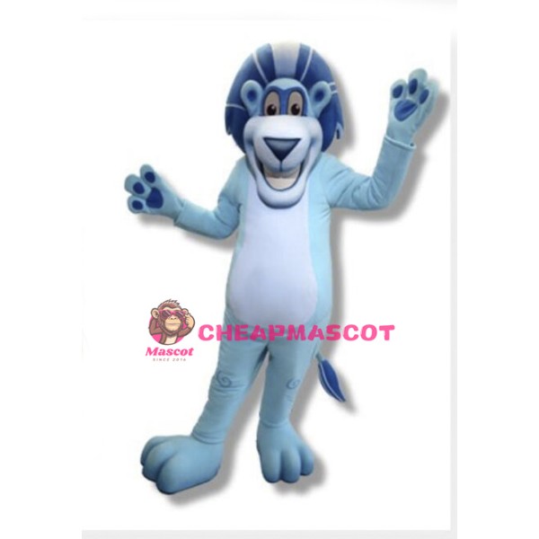 Lovable Cartoon Blue Lion Mascot Costume
