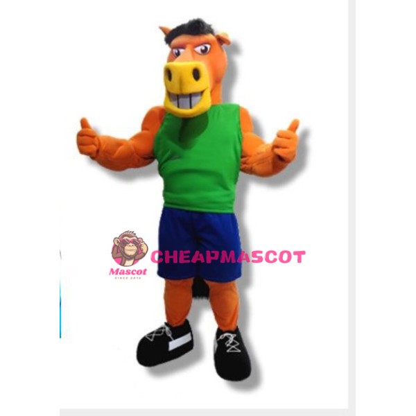 College Power Orange Horse Mascot Costume