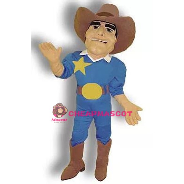 Blue Cowboy Mascot Costume 