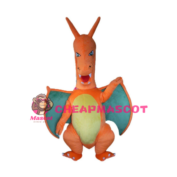 Fierce Cartoon Orange Dragon Mascot Costume 