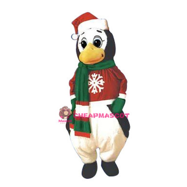 Cute Cartoon Christmas Penguin Mascot Adult Costume